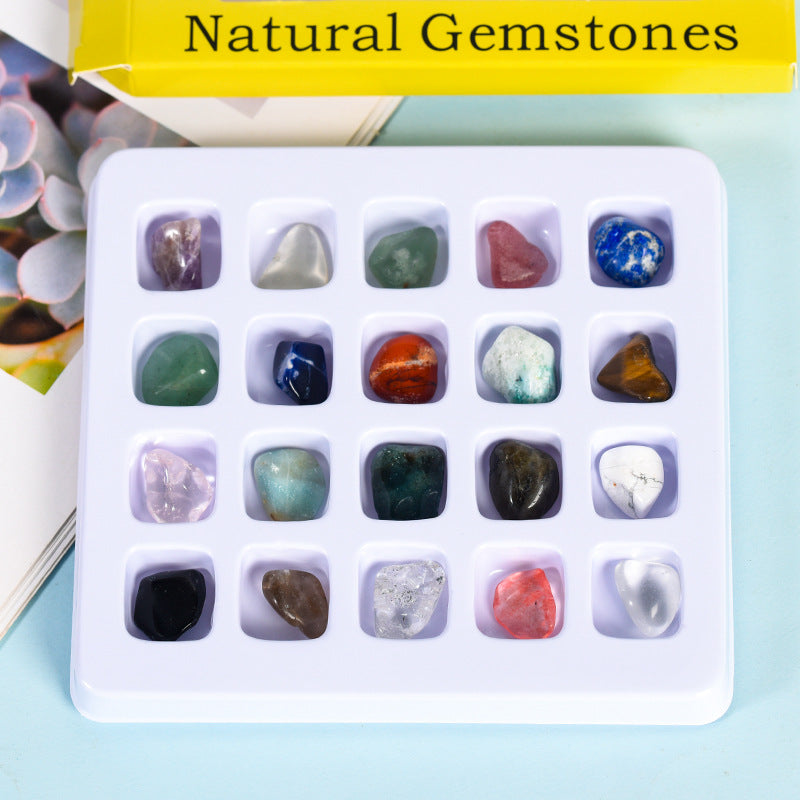 Hot-selling 20 kinds of mixed crystal natural semi-precious stone specimens tumbled stone geography science student textbooks 