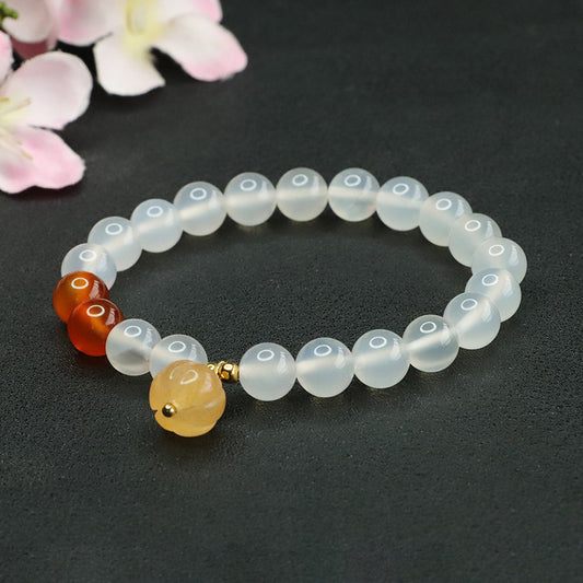 Natural white chalcedony bracelet red agate bracelet new Chinese style jewelry CB3051703 