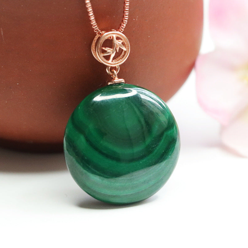 S925 silver set with natural malachite pendant colorful treasure pendant necklace jewelry CB2112717 