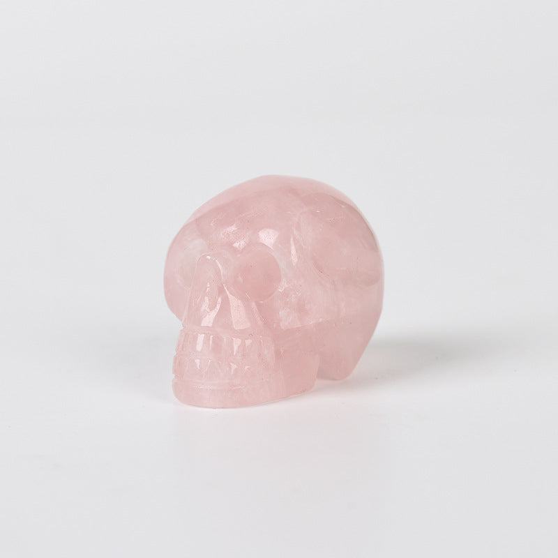 Crystal carved skull jade home office crystal pink aventurine semi-precious stone 1.5 inch skull ornament 