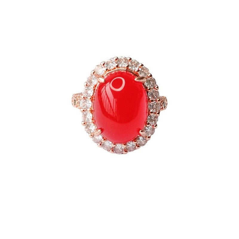 Natural red agate ring pigeon blood carnelian ring ring for women MN3100801