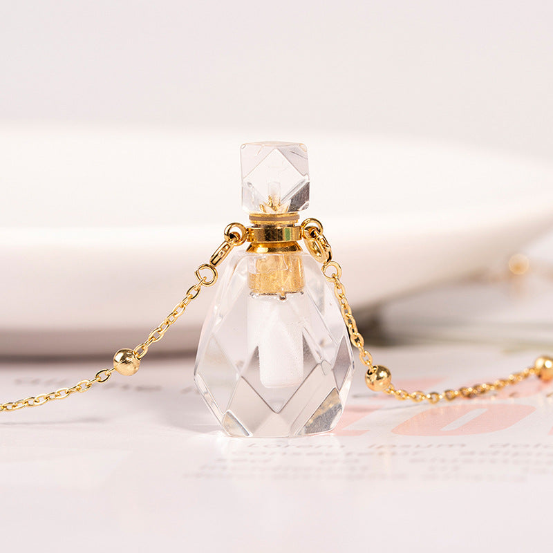 Hot selling new multi-color optional crystal perfume bottle simple personalized necklace pendant 