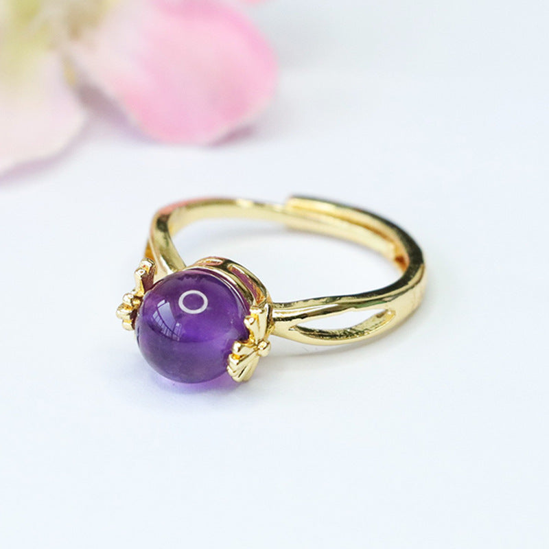 Natural Amethyst Ring Purple Colorful Rotating Ring Women's Jewelry CB3101305 