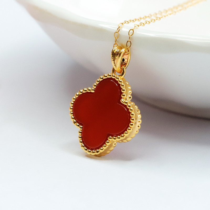 18k gold set with natural red agate pendant chalcedony necklace jewelry MN2092002