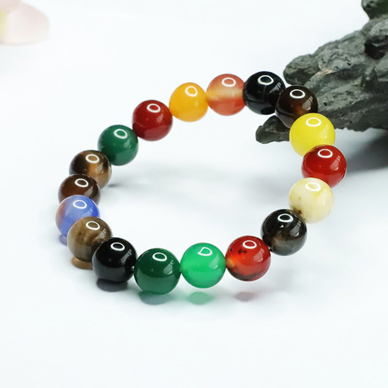 Natural Agate Bracelet Colorful Chalcedony Bracelet Single Circle Women CB3050505