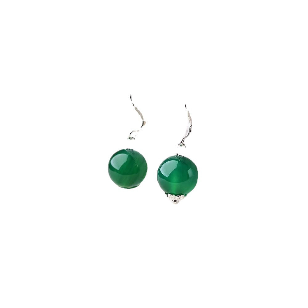 S925 Silver and Red Agate Ear Hook Chrysoprase Earrings, One Shot and Two MN2111018