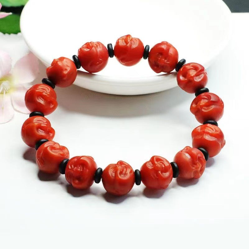 Natural southern red agate bracelet full of flesh and color Buddha head jewelry MN2112401 