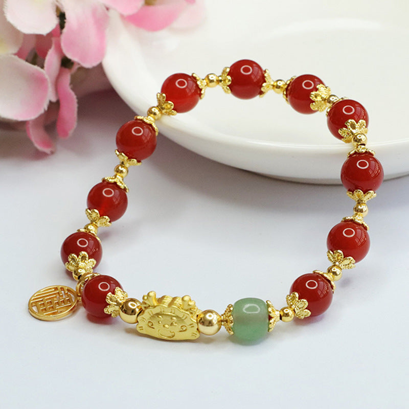 Natural red agate bracelet zodiac dragon bracelet year of the dragon zodiac year jewelry MN3112301