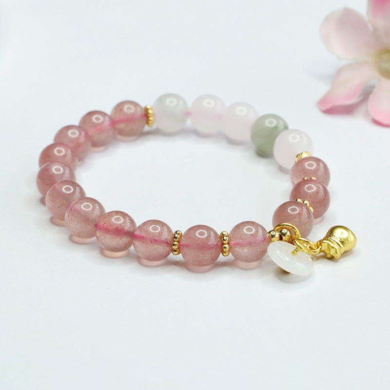 Natural Strawberry Crystal Bracelet Chain Tianshan Cui Bracelet Ancient Style Live Broadcast Hot Products Wholesale Delivery CB4060405 