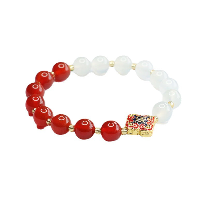 Red agate bracelet white chalcedony bracelet crystal bracelet for women ZS3052607