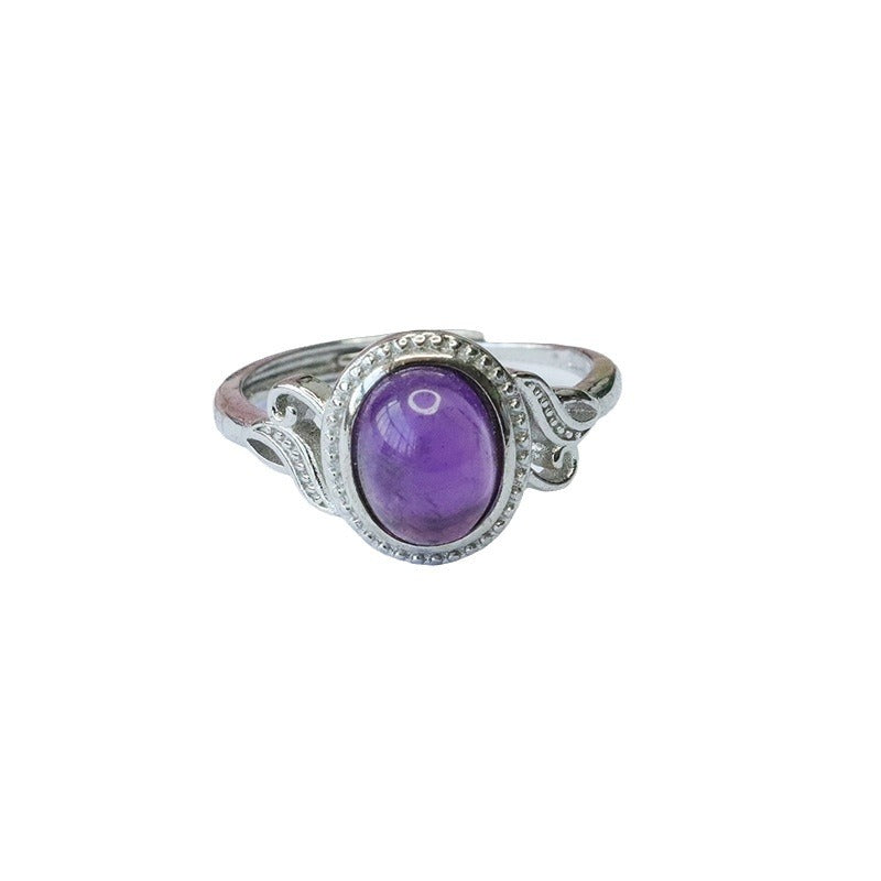 Natural Amethyst Ring Purple Colorful Jewelry Ring Retro Jewelry CB3092905 