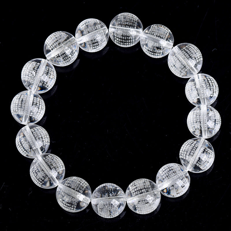 Natural white crystal Prajna Paramita Heart Sutra beads bracelet single circle high quality raw material 