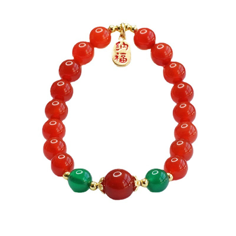 Natural Red Agate Bracelet Chrysoprase Bracelet Women's Jewelry MN2123009