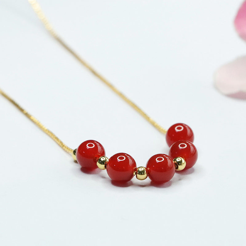 Natural red agate necklace chalcedony smile chain crystal fashion new Chinese style MN4051901