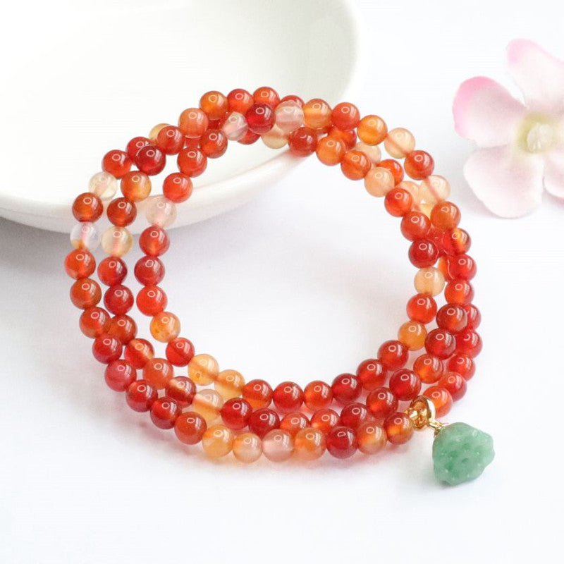 Natural red agate multi-circle bracelet lotus tassel diy chalcedony bracelet jewelry 2050507