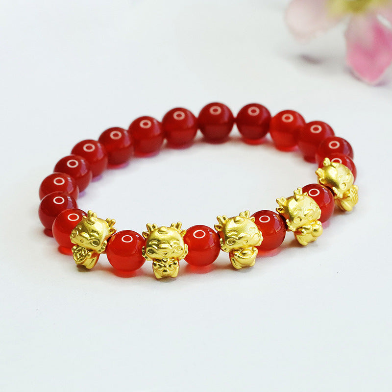 Natural Red Agate Five Fortune Dragon Bracelet Year of the Dragon Animal Year Jewelry CB3111205