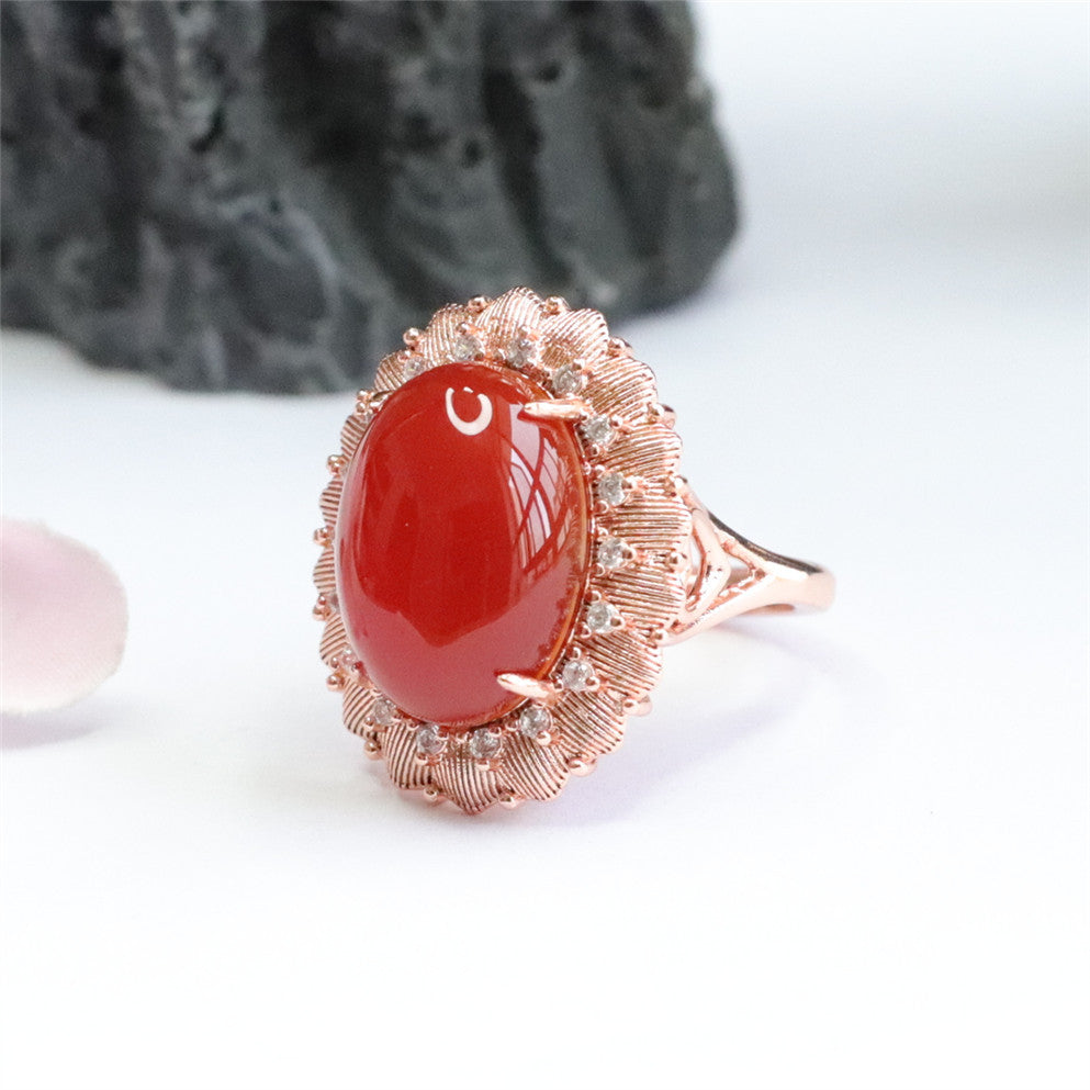 Carnelian dove egg ring chalcedony ring jewelry MN2050510