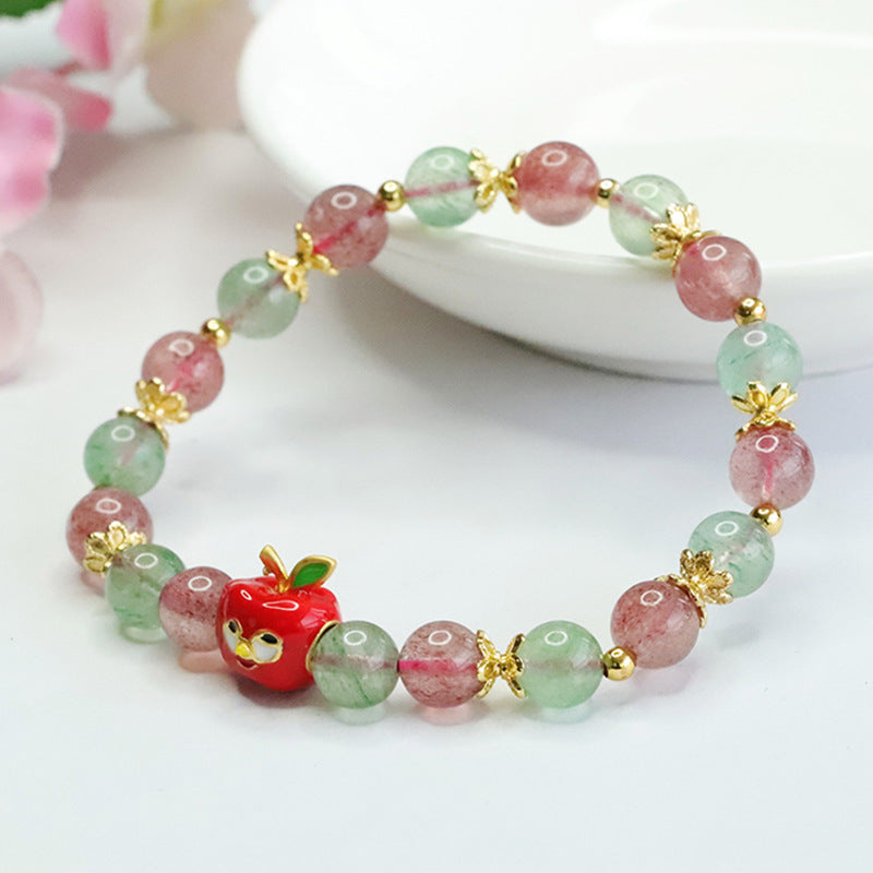 Natural red and green strawberry crystal bracelet Christmas peace fruit bracelet CB3111406 