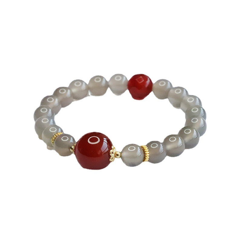 Natural smoked purple chalcedony bracelet red agate bracelet palace style jewelry for women CB3042606