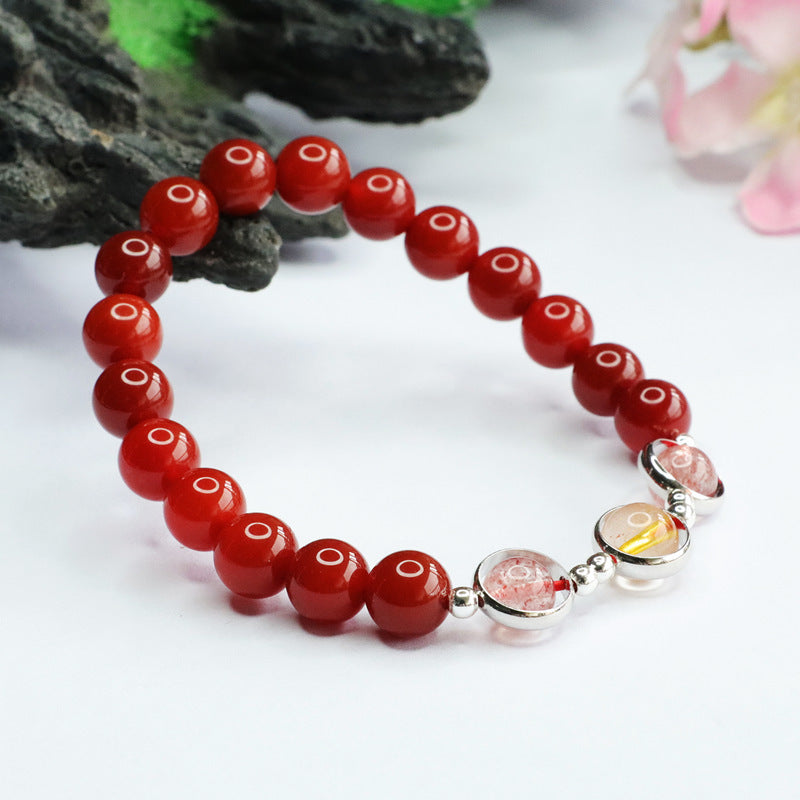 Red Agate Bracelet Strawberry Crystal Blonde Crystal Bracelet MN3041101