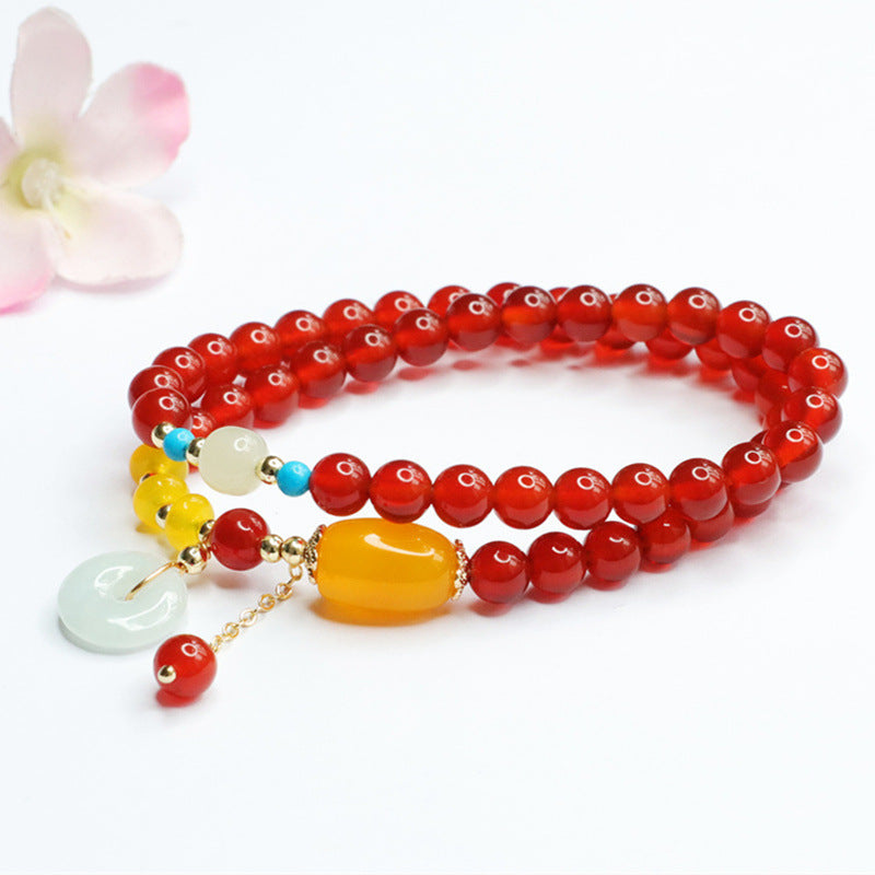 Natural red agate bracelet chalcedony jade peace buckle bracelet MN2062703