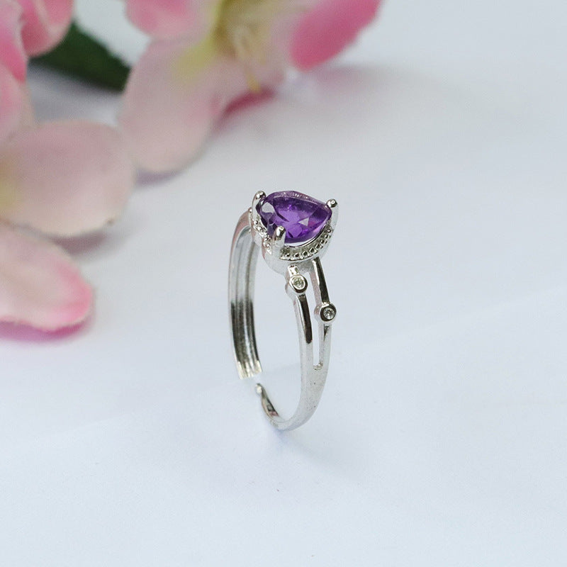 Natural Amethyst Love Ring Purple Colorful Jewelry Ring Jewelry CB3092904 