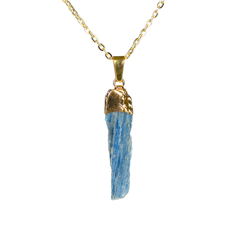 Exquisite and simple natural kyanite rough stone gold-plated pendant irregular crystal necklace jewelry accessories 