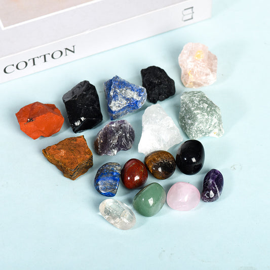 17 crystals best-selling raw stone tumbled stone Christmas set box white crystal rose quartz festive gift interior decoration 