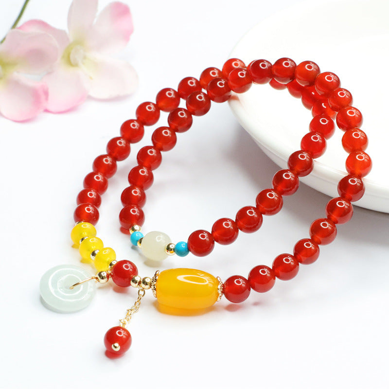 Natural red agate bracelet chalcedony jade peace buckle bracelet MN2062703