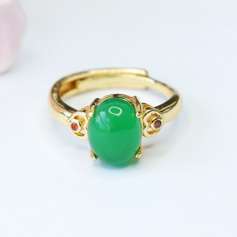 Customized red agate ring, chrysoprase ring, palace style MN3101302