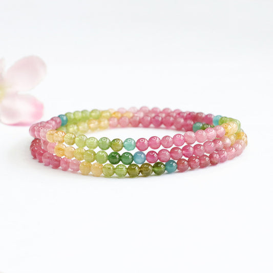 Natural Rainbow Tourmaline Bracelet Gradient Color Bracelet Macaron Necklace Women CB2042802 