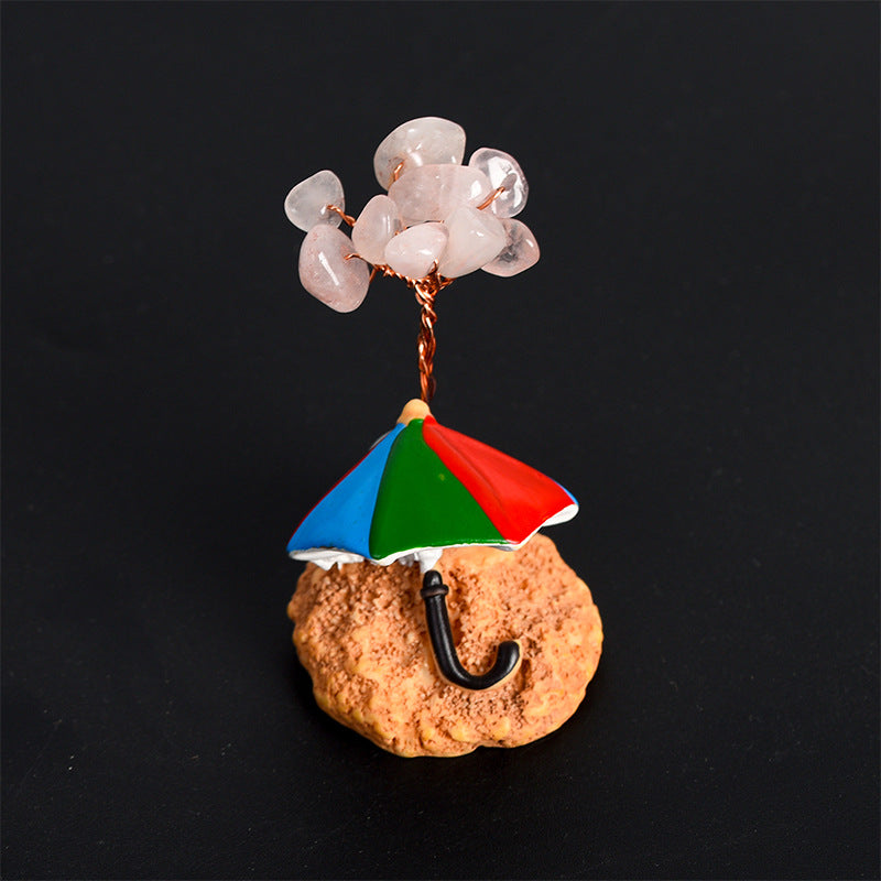 Natural crystal tree beach umbrella style gravel ornaments crystal tree home creative office decoration crafts shape 