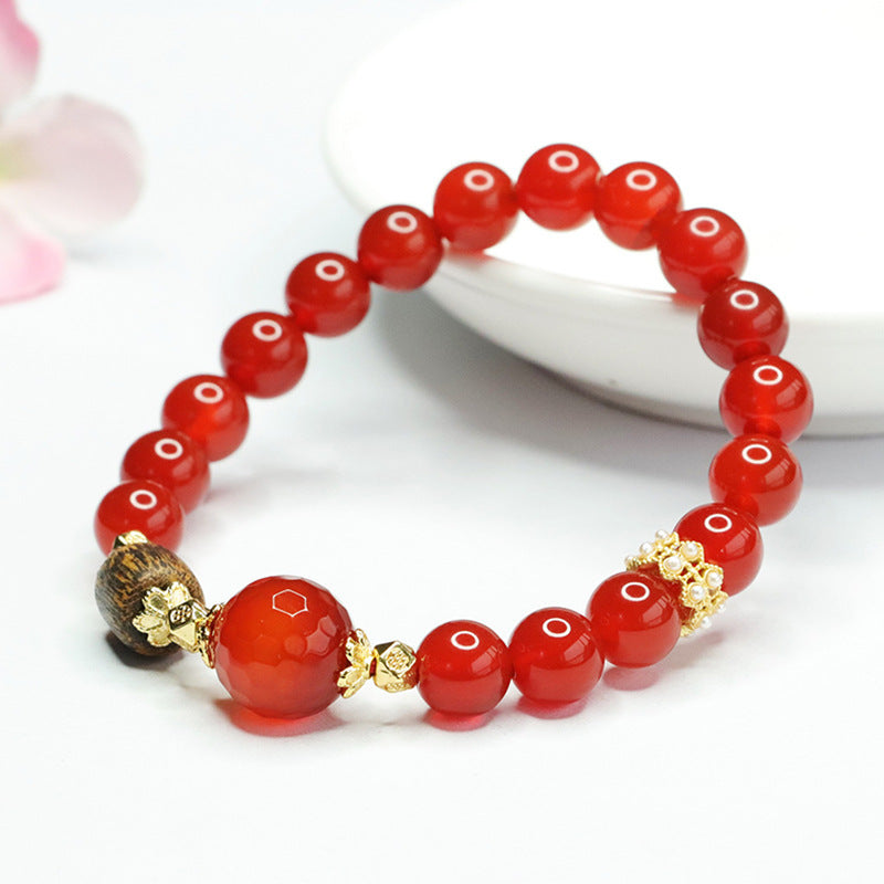 Natural red agate bracelet chalcedony agarwood bracelet new Chinese style CB4030903