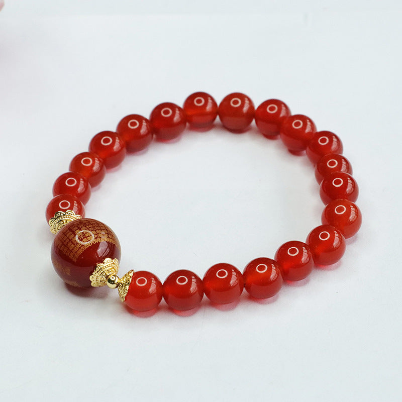 Red Agate Heart Sutra Bracelet Pigeon Blood Carnelian Bracelet for Women MN3082502