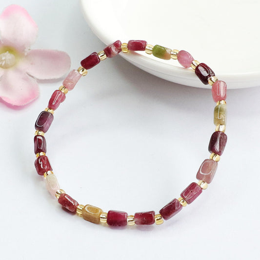 Natural tourmaline random bracelet raw stone bracelet crystal color treasure jewelry for women CB2042102 