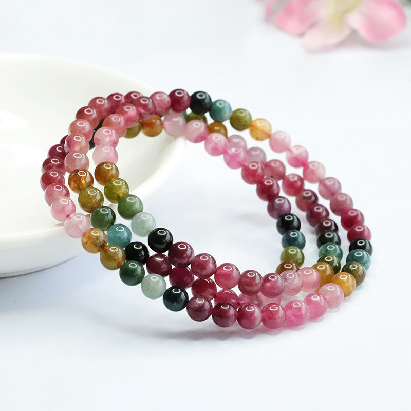 Natural rainbow tourmaline bracelet multi-circle Brazilian old material gradient bracelet for women CB3022409 