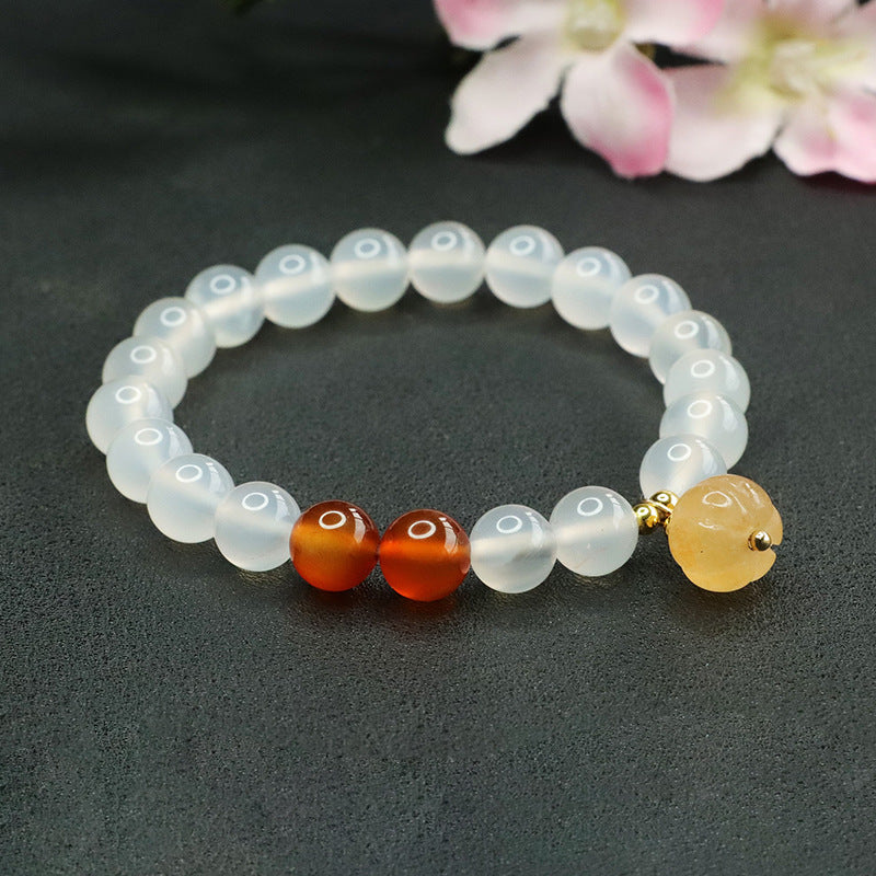 Natural white chalcedony bracelet red agate bracelet new Chinese style jewelry CB3051703 