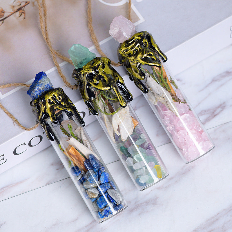 Natural crystal gravel drift bottle gift box set 7 color beads bottle mine standard popular science English children's gift 