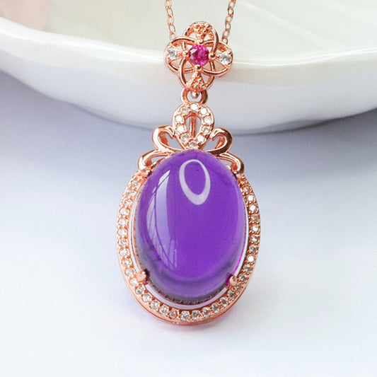 Natural amethyst pendant dove egg purple color treasure necklace for women CB3100108 