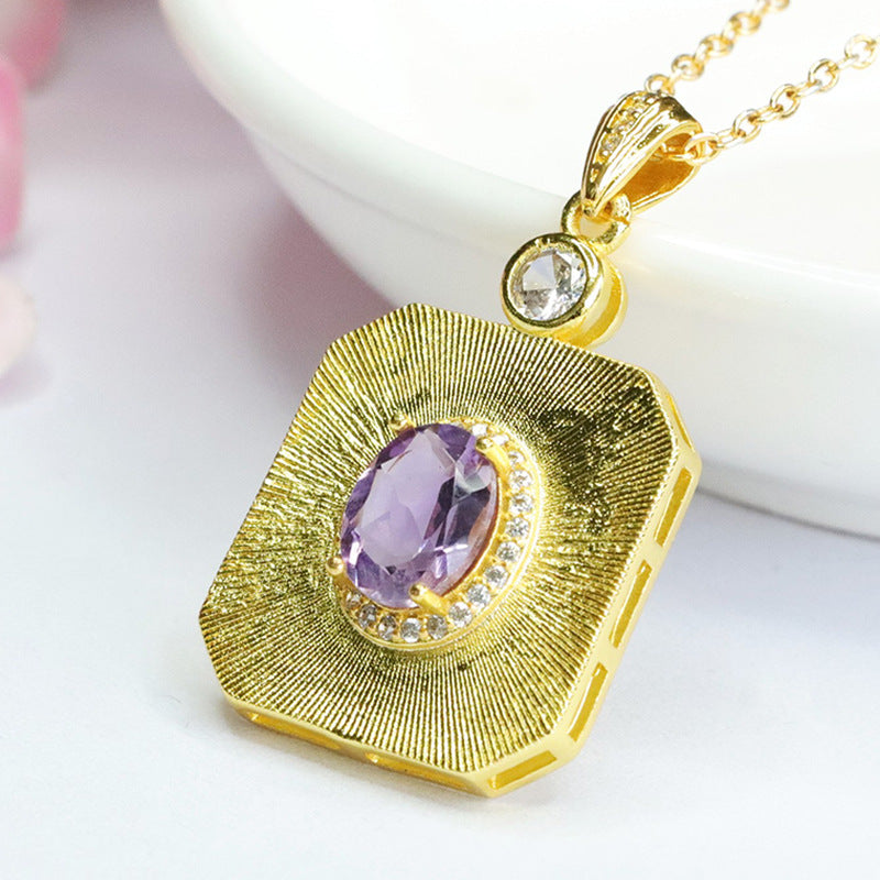 Natural amethyst pendant purple colored gemstone pendant necklace CB3080116 