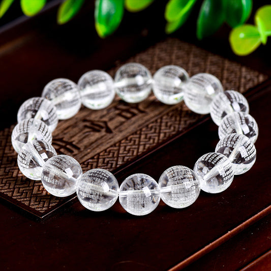 Natural white crystal Prajna Paramita Heart Sutra beads bracelet single circle high quality raw material 