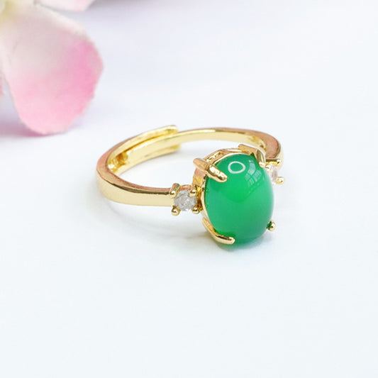 Natural chrysoprase ring pigeon blood red agate ring ethnic style MN3110502