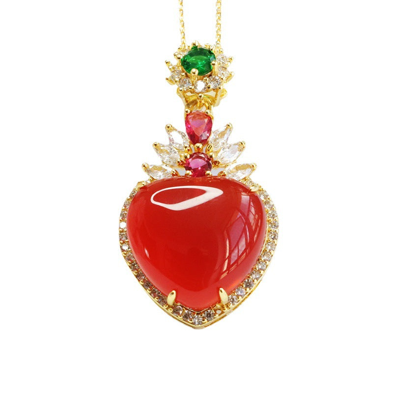 Natural red agate pendant chalcedony love cross-border hot selling jewelry MN2102001