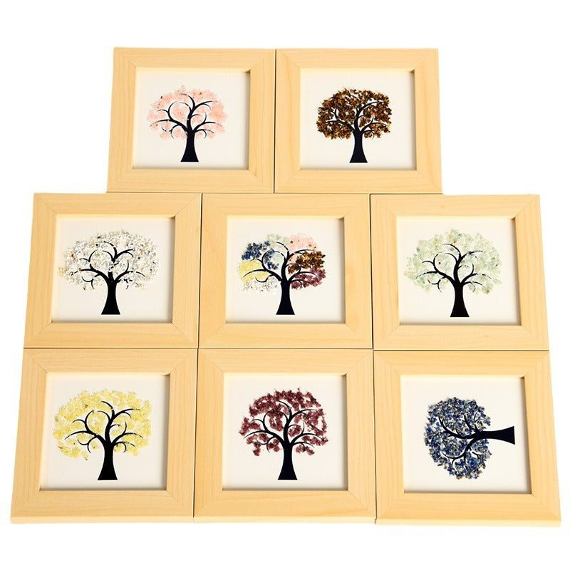 Life raw stone crystal photo frame table setting new tree home picture frame home festive ornament gift 