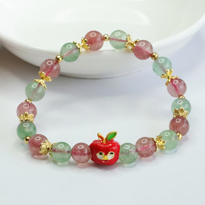 Natural red and green strawberry crystal bracelet Christmas peace fruit bracelet CB3111406 