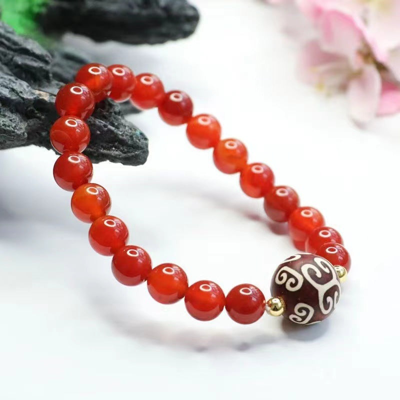 Red agate bracelet palindrome beads chalcedony bracelet jewelry MN1122570