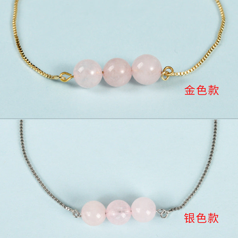 Factory direct sales, simple, fashionable and personalized Sansheng III bracelet, pink crystal tiger eye stone design transfer bead bracelet 