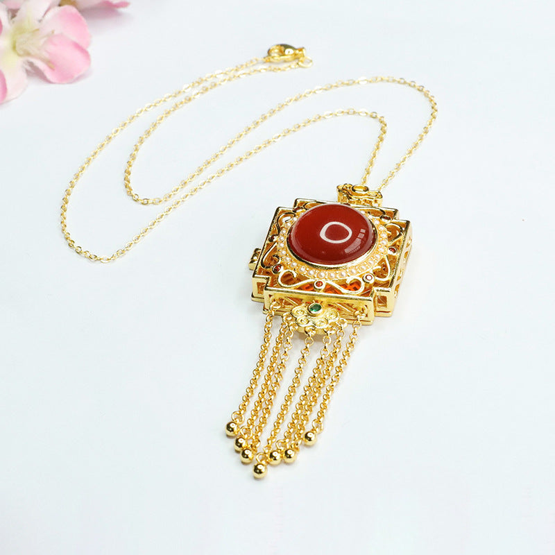 Carnelian pendant carnelian sachet tassel necklace palace style MN3081511