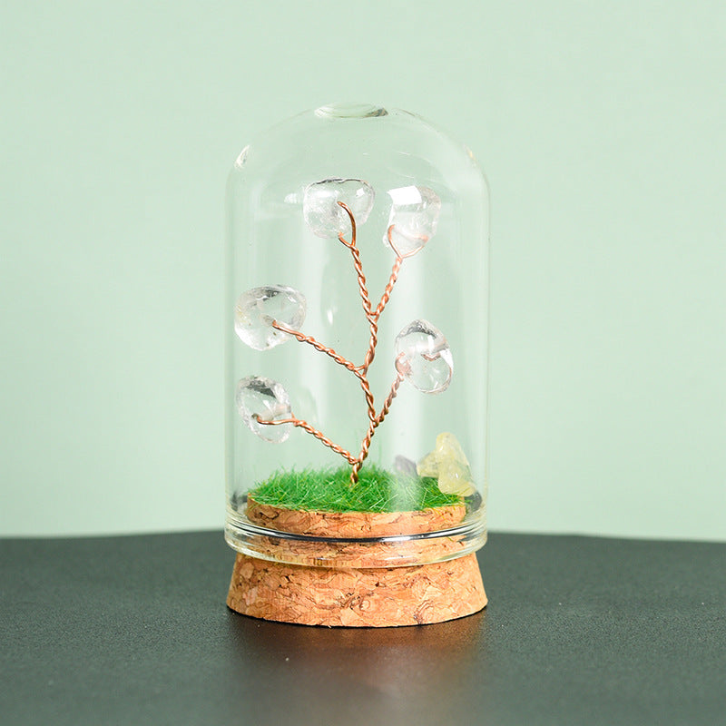 Natural crystal raw stone glass cover micro landscape crystal tree children's popular science festival gift home decoration ornaments 