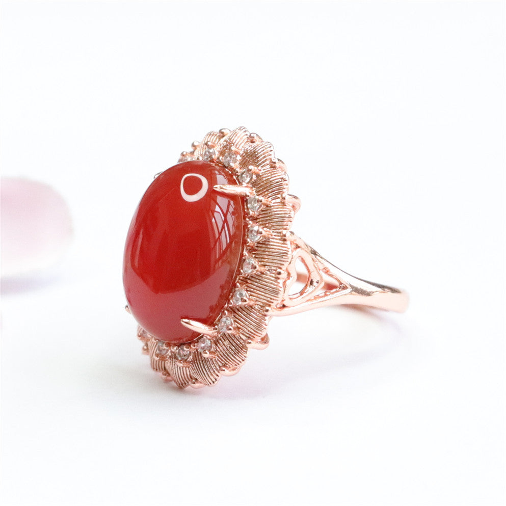 Carnelian dove egg ring chalcedony ring jewelry MN2050510